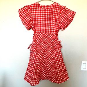 J.ing Red Plaid Cut out dress size Small NWT